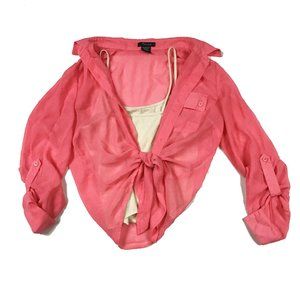 Coral Sheer Button-down